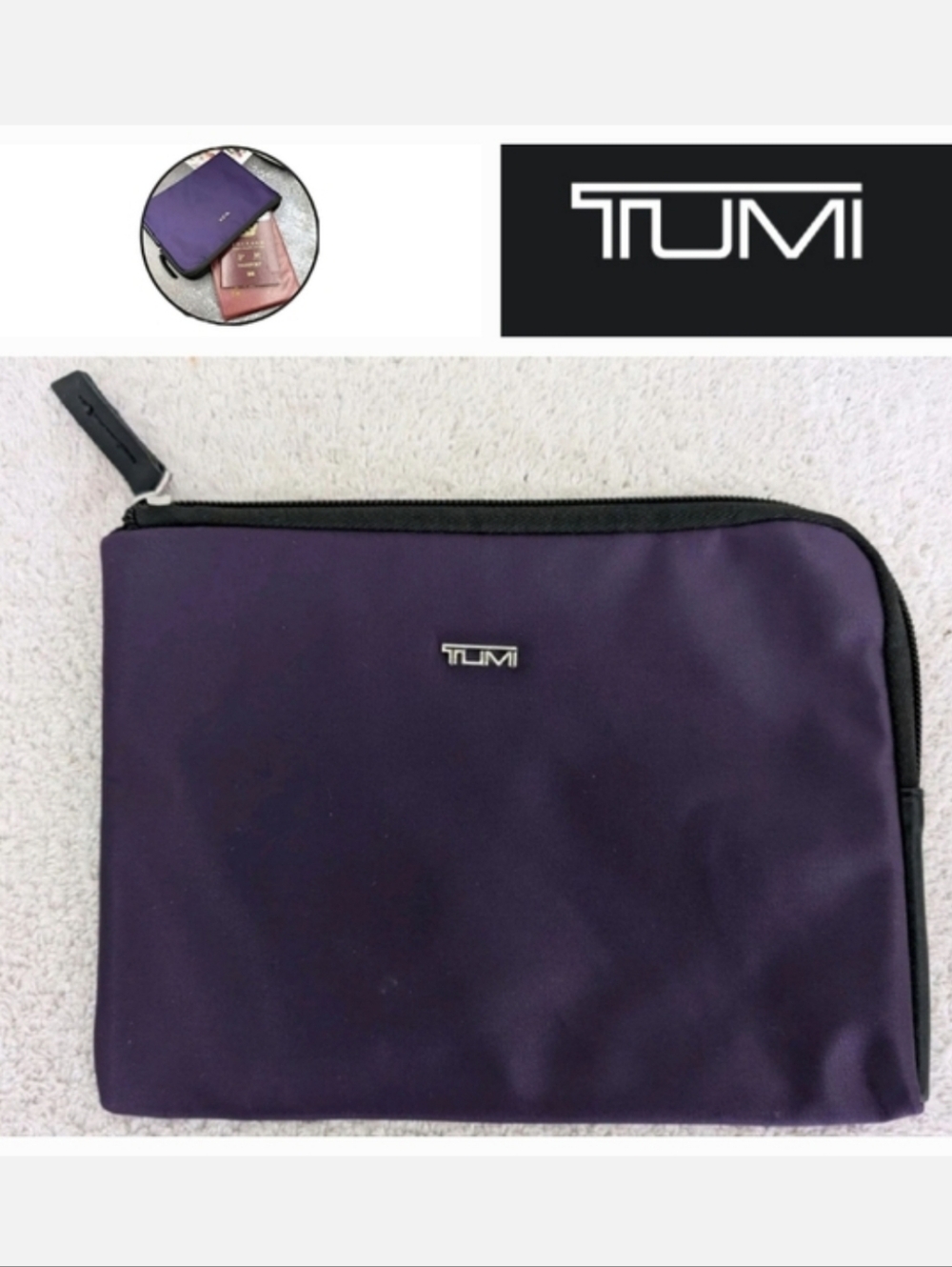 Tumi x Delta International Business One Purple Zippered Travel Accessory Pouch